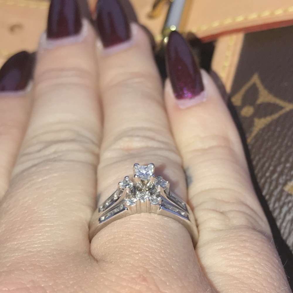 1 ct diamond wedding set in white gold setting